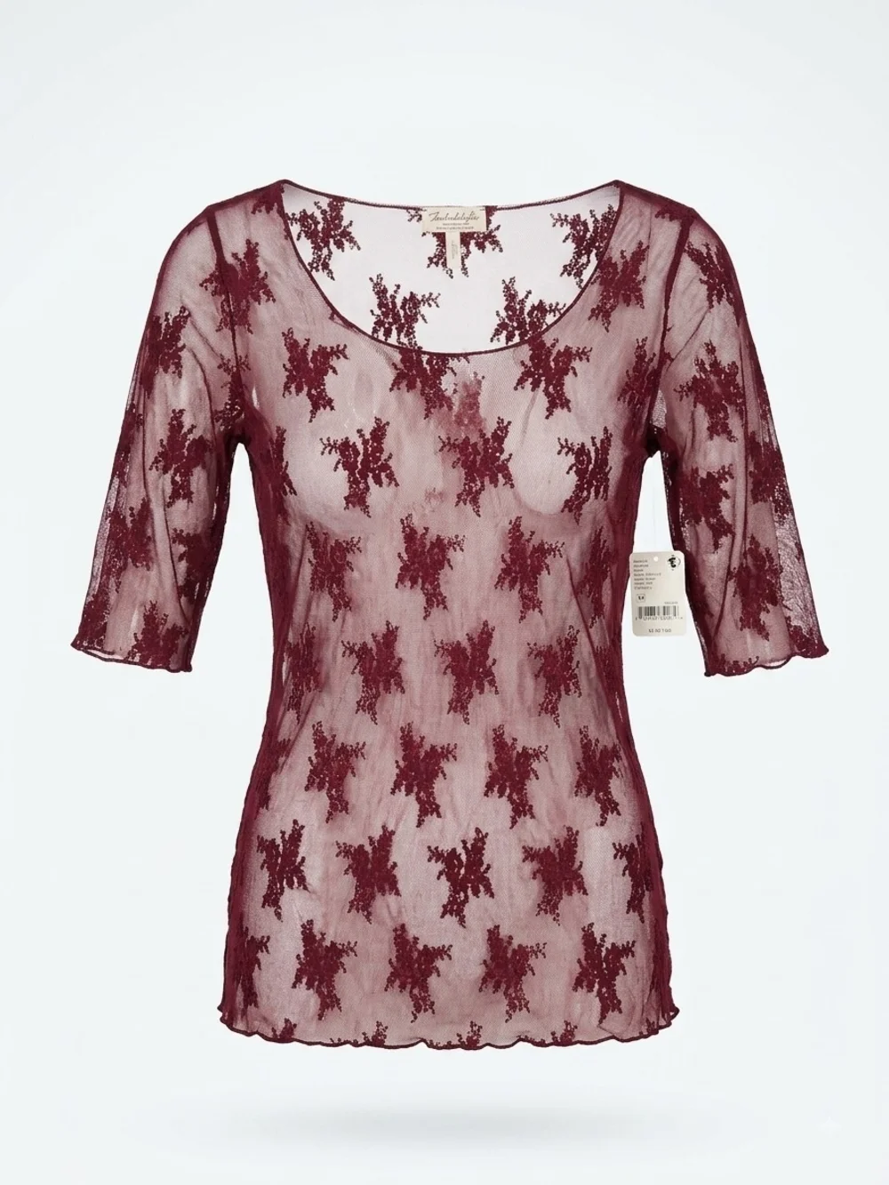 NWT|  Intimately Free People ♡ Wild Garnet Lace Sheer Mesh Top